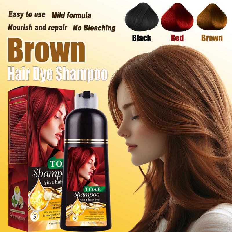 TOAE wine-red Hair Color Shampoo for Gray Hair 400ML Instant Hair Dye Shampoo for Men & Women-3 in 1 Color Shampoo for Dark Hair-Colors in Minutes-Long Lasting-Safe & Easy to Use black hairdye Haircare Oil christmas 2024 ornament