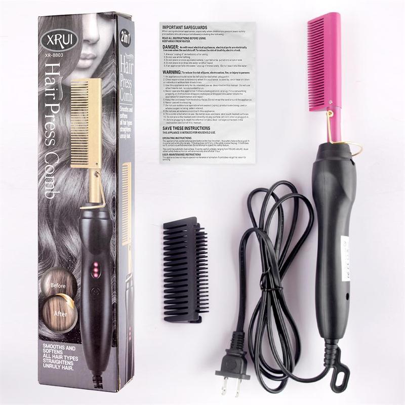 Electric Heated Hair Straightener Comb, Multifunctional Hair Straightening Brush, Wet & Dry Hair Styling Tool for Home & Salon Use, Christmas Gift