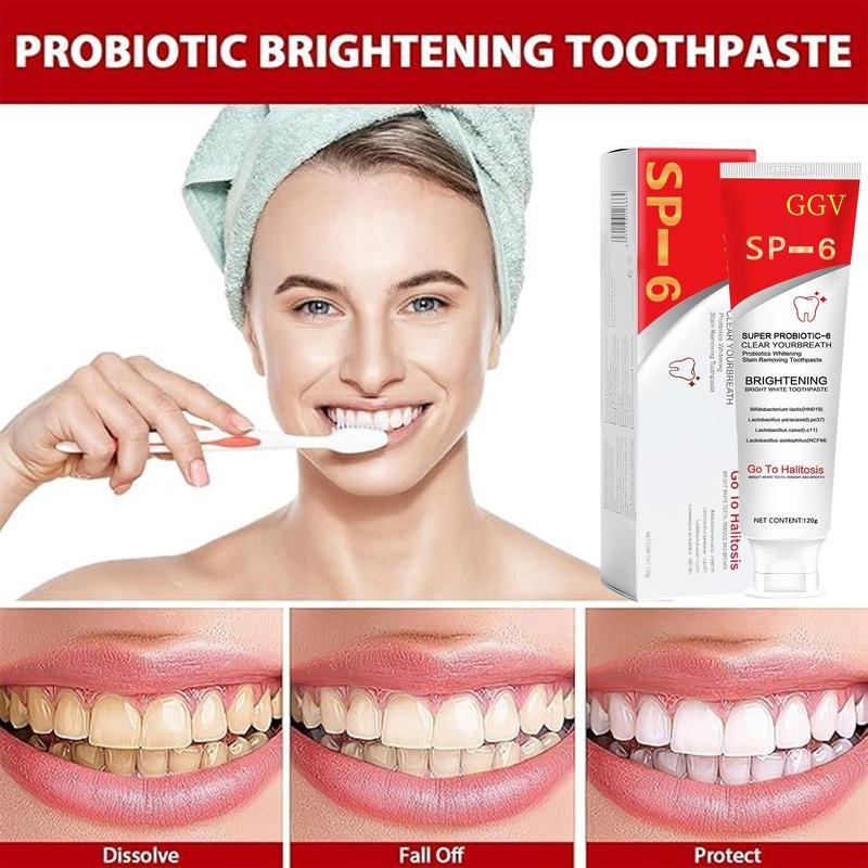 SP-6 Probiotic Toothpaste: Enhanced Formula Balances The Oral Microbiome, Removes Stains, And Provides Long-lasting FreshBreath.