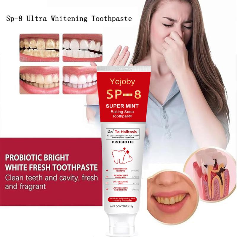 SP-8 [Triple Whitening] Probiotic Whitening Toothpaste, Free of Fluoride, Hydroxyapatite, Anti plaque, Oral Health Management,sp-8,sp-6,sp8,sp6