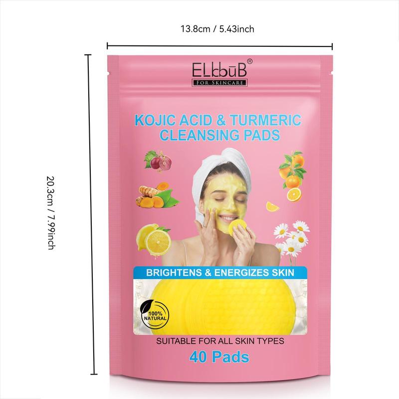 Turmeric Cleansing Makeup Remover Pads, 4 Counts set Gentle Cleansing Facial Cleansing Pads, Oil Control Mild Refreshing Clean, Makeup Removal Essential, Facial Wipes Skincare Tools, Skin Care Kit