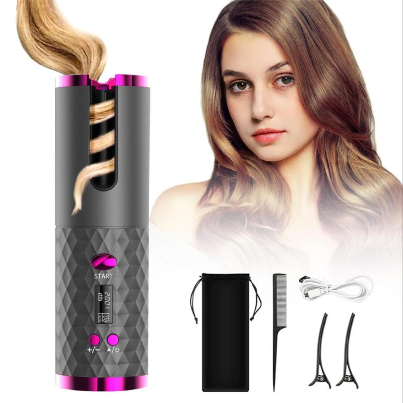 Automatic Hair Curler, 1 Box USB Rechargeable Wireless Hair Curler & Accessories, Hair Styling Tool for Women & Girls