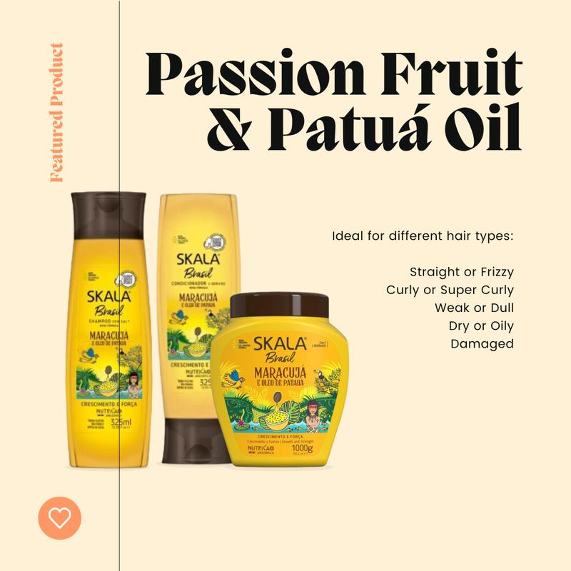 Skala Passion Fruit + Patua Oil Kit Hair Treatment Conditioning Cream for Curly Dry Weak Hair Mask Conditioner Haircare Shampoo Olive