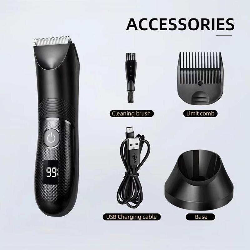 Waterproof Body & Manscaping Trimmer for Men, 1 Box Rechargeable Body Hair Shaver & Accessories, Hair Trimmer for Home & Travel