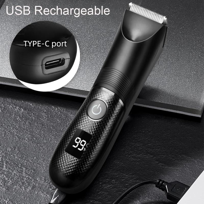 Waterproof Body & Manscaping Trimmer for Men, 1 Box Rechargeable Body Hair Shaver & Accessories, Hair Trimmer for Home & Travel