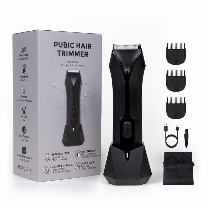 Electric Hair Trimmer for Men, 1 Set USB Rechargeable Waterproof Hair Clipper with Positioning Comb & Cleaning Brush & Charging Cable & Base, Men's Grooming Kit