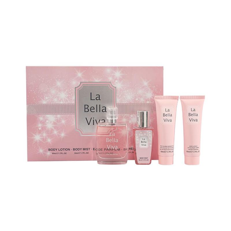 Floral Fragrance Set, 4 Counts set Including 2 Perfume & 1 Body Lotion & 1 Shower Gel, Perfume Gift Set for Women