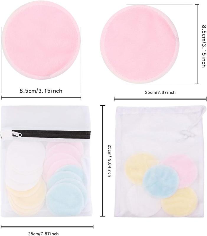 Reusable Makeup Remover Pads (24 Pack) with 2 Bags for Laundry & Storage, Reusable  Cotton Rounds,  Reusable Cotton Pads for All  Types