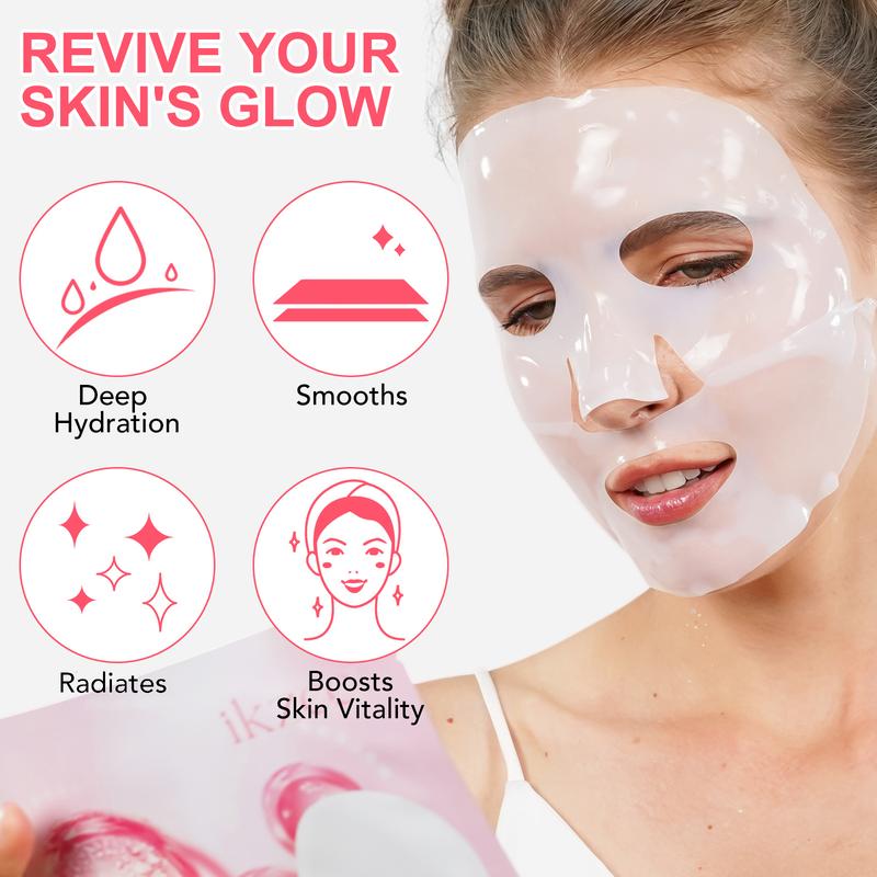 Ikzee Collagen Sheet Mask, Deep Hydration Mask, Firming Daily Face Mask, Hydrating Overnight Hydrogel (Pack of 4)