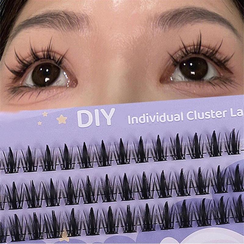 Natural False Eyelashes, 48pcs set Individual False Eyelashes, Fluffy Curly Faux Cluster Lashes, Portable Makeup Tool for Women