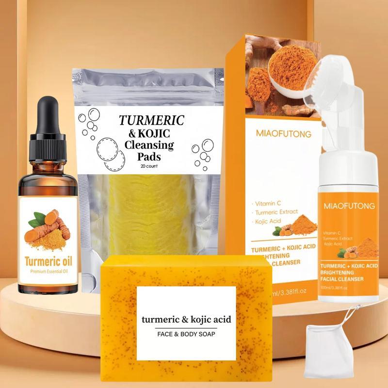 Turmeric Soap & Essential Oil Set,Including 1 Counts Turmeric Soap &1 Counts Essential Oil & 1 CountsSoap Saver, Daily Skin Care Set forMen & Women