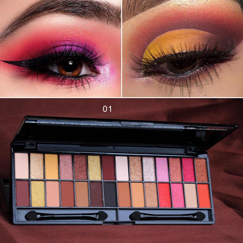 28 Colors Eyeshadow Palette, 2 Brushes Included, 1 Set Matte & Glitter Eye Shadows Palette, Long Lasting Shimmering Glittering Eye Shadow Makeup Products