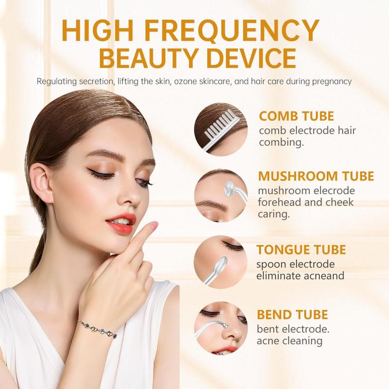 4-in-1 Skin Tightening High Frequency Wand, 1 Set Facial Skincare Electric Massager, Face Hair Massage Comb Stick, Skin Care Machine, Back To School Comfort Gift, Birthday Gifts, Skin Care Products, Women's Personal Care Products