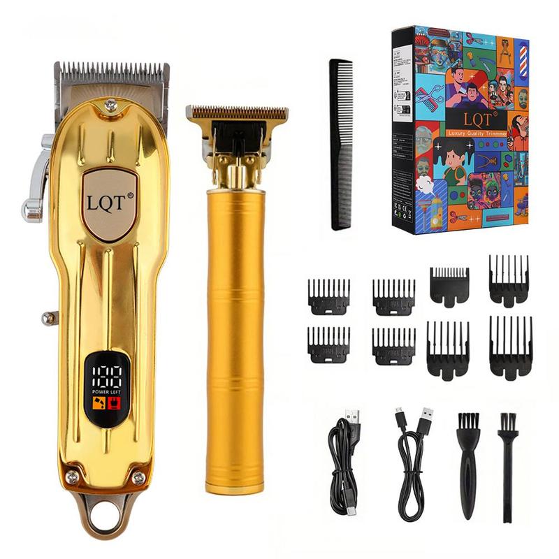 Rechargeable Cordless Hair Trimmer with LCD Display, 1 Set Professional Hair Clipper with Adjustable Combs, Barber Hair Cutter for Men