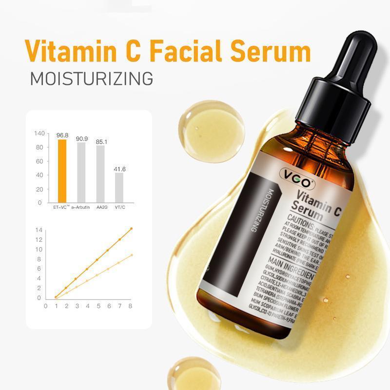 VGO Vitamin C Serum Essence,30ml 60ml Comfort Skincare Face Serum,Gentle Organic Facial Serum Vitamin E Cream-A Daily Cleanser-B3 Cleanser Daily Facial Serum Pack Skin Cleansing Skin Repair Facial Wash