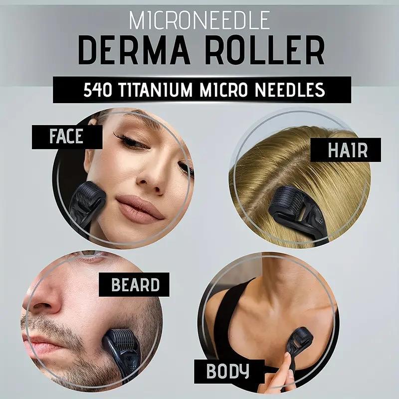 Facial Needle Roller, Beard & Hair Micro Needle Roller, Professional Skincare Tools for Men & Women