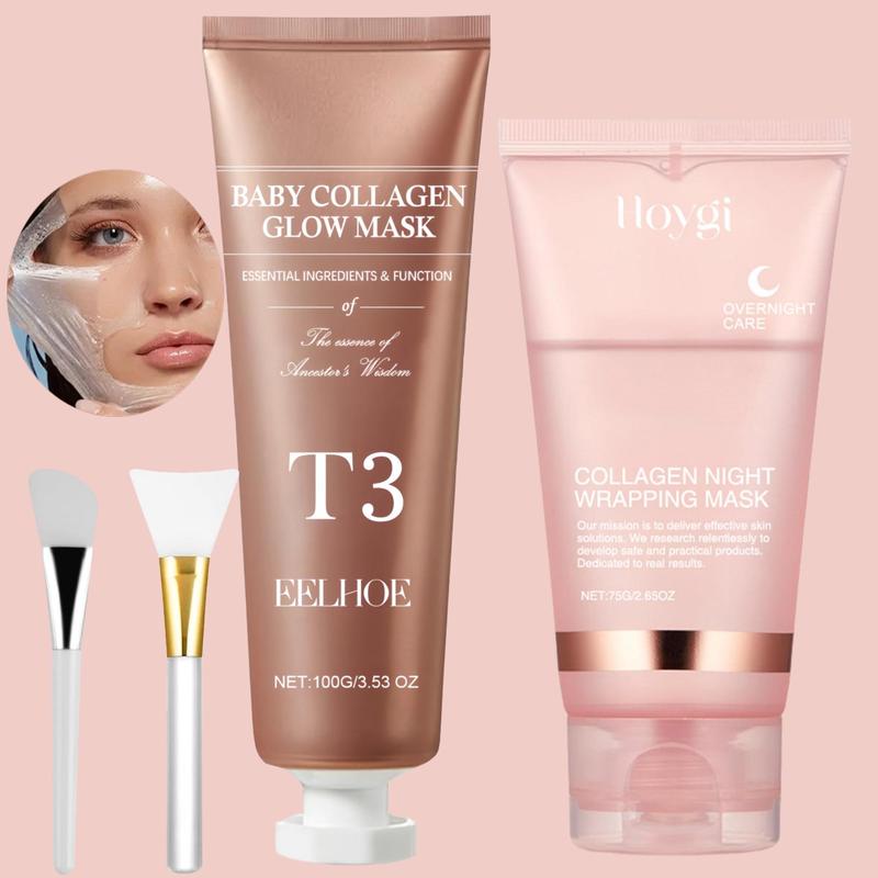 Collagen Nourishing Facial Mask Set, 2 Counts set Moisturizing Facial Mask & Peel Off Mask, Nourishing Facial Care Products for Women