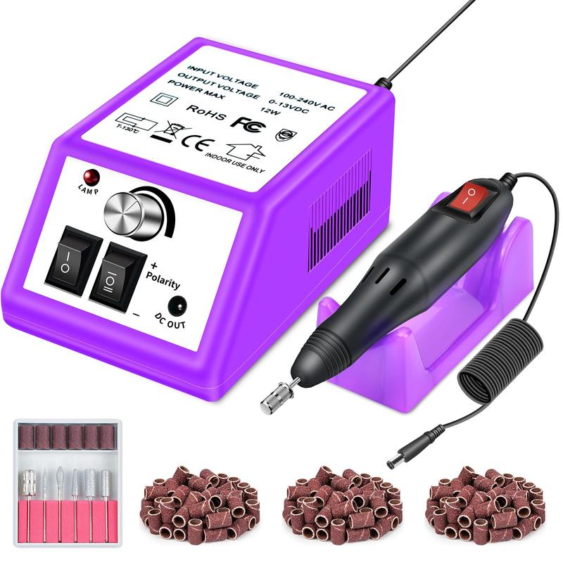 Portable Electric Nail Drill, 1 Set Nail Polishing Machine with 150pcs Sand Rings, Variable Speed Electric Nail File Tool, DIY Nail Art Tool for Summer Gifts, Back To School, Nail Art Equipement