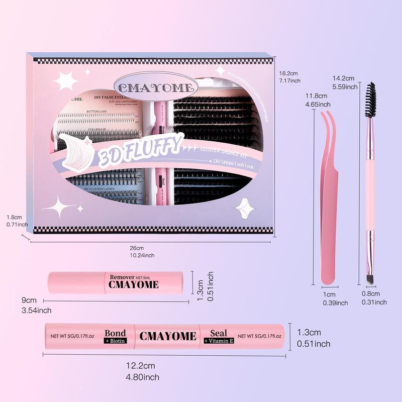 Natural Look Eyelash Extensions Kit, 642 Clusters Mixed Style & Length Individual Lashes with Tools, Professional Eye Makeup Accessories for Women, Christmas, Christmas Gift