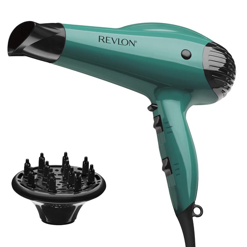 Volume Enhancing Hair Dryer with Diffuser | Volume Curls & Body Styling | 1875W Hair Dryer with Ionic Technology for Salon-like Looks and Less Frizz (Green)