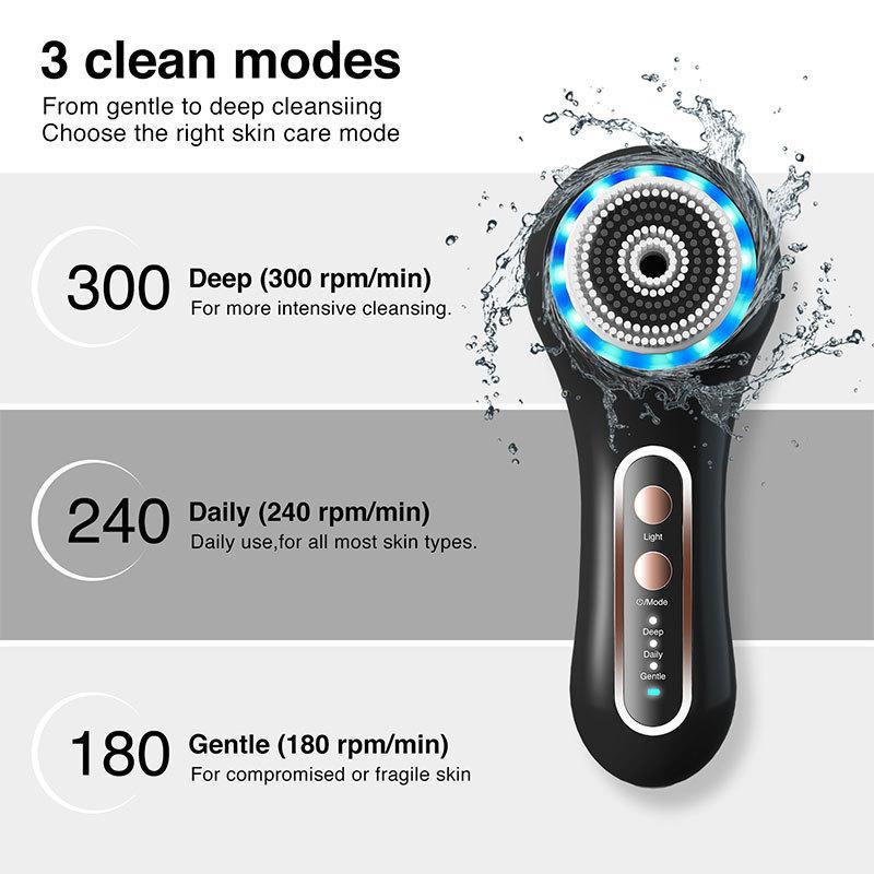 Electric Facial Cleansing Brush, 1 Box Rechargeable Waterproof Facial Scrubber with 5 Brush Heads, Facial Skin Care Tool for Exfoliating, Massaging