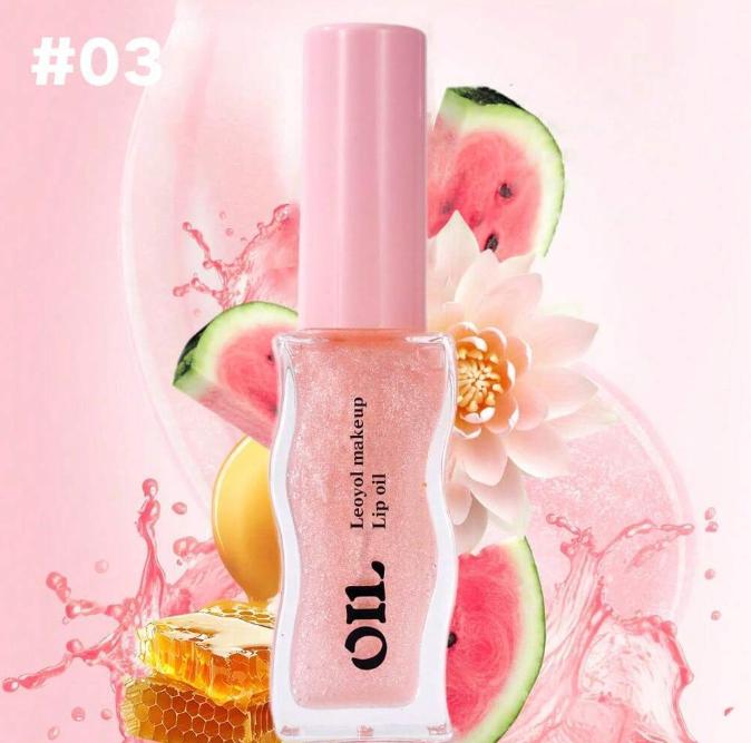 Leoyol Fruit Honey Essence Lip Oil Lasting Moisturizing Lightens Lip Lines Lip Gloss Transparent Pearlescent Lip Glaze