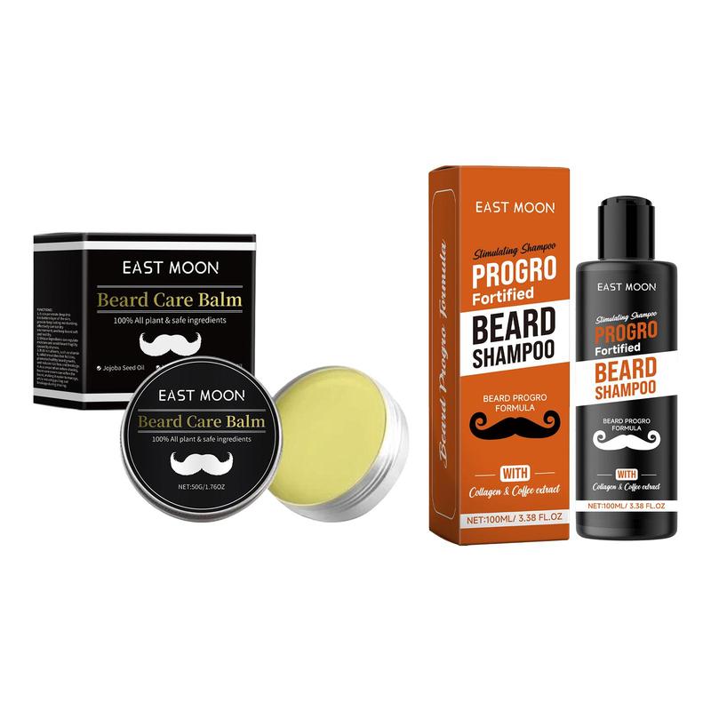 Men's Beard Care Shampoo & Beard Balm Set, 2 Counts set Gentle Cleaning & Moisturizing Beard Products, Beard Care Product for Men