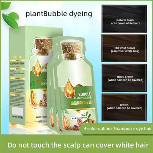 Natural Plant Hair Dye, New Botanical Bubble Hair Dye 20ml 10Packs Box for Grey Hair Color Bubble Dye, Color Conditioner Shampoo black hairdye swimmers malibu hair