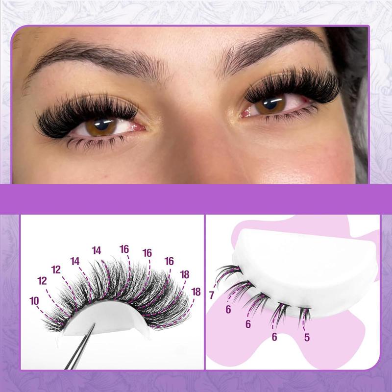 Wispy False Eyelashes, 1 Set Mixed Length Individual False Eyelashes with Tool, Eye Makeup Enhancement False Eyelashes for Women & Girls, Eyelash Extension Clusters, Lash Clusters Kit, Christmas Gift