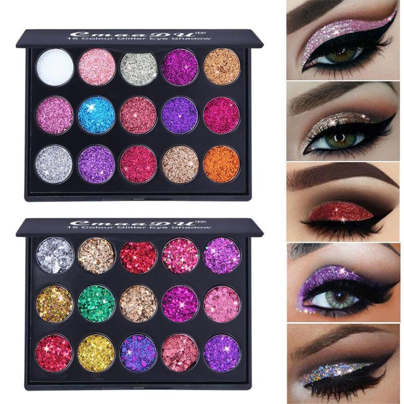 Random Color Eyeshadow Palette, 1 Count 15 Colors Glitter Eyeshadow Palette, Eye Shadow Powder Makeup Pallet