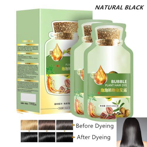 Natural Plant Hair Dye, New Botanical Bubble Hair Dye 20ml 10Packs Box for Grey Hair Color Bubble Dye, Color Conditioner Shampoo black hairdye swimmers malibu hair