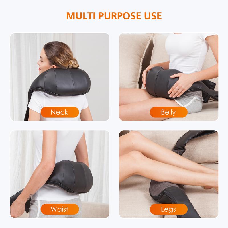 Snailax Shiatsu Neck and Shoulder Massager - Back Massager with Heat, Deep Kneading Electric Massage for Multiple Body Parts