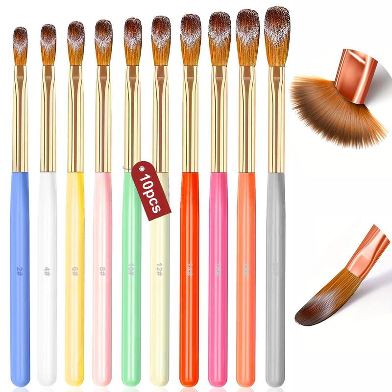 Acrylic Nail Art Brush Set, 10pcs Nail Art Design Pen Painting Tools, Fingernail Brush for Acrylic Powder Application, Carving Nail Art, 3D Nail Art