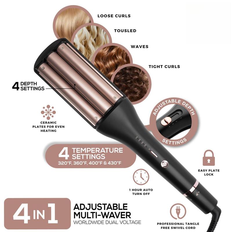 Adjustable Temperature Curling Iron, 1 Box 4 Gear Temperature Egg Roll Waver, Professional Hair Styling Tool for Home & Salon Use