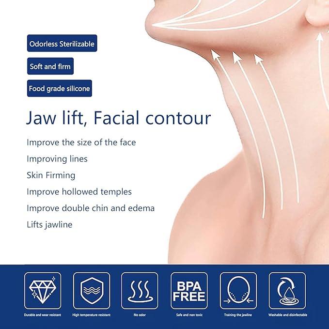 Jawline Exerciser And  Respiratory Trainer Exerciser For Men & Women - Powerful Jaw Trainer - Different Resistance Levels - Double Chin Reducer Eliminator - Silicone Jaw Toner Tablets - Face Neck Shaper & Strengthener Line Chewing Gum