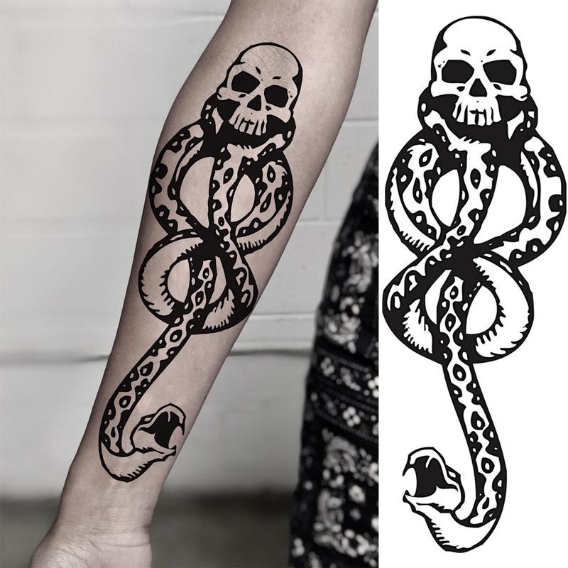 Snake & Flower Pattern Temporary Tattoo Sticker, 10pcs set Realistic Arm Tattoo Sticker, Body Decoration for Men & Women