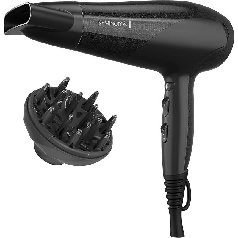 Remington Damage Protection Hair Dryer with Ceramic Ionic Tourmaline Technology, Black, Diffuser and Concentrator, 3 Piece Set