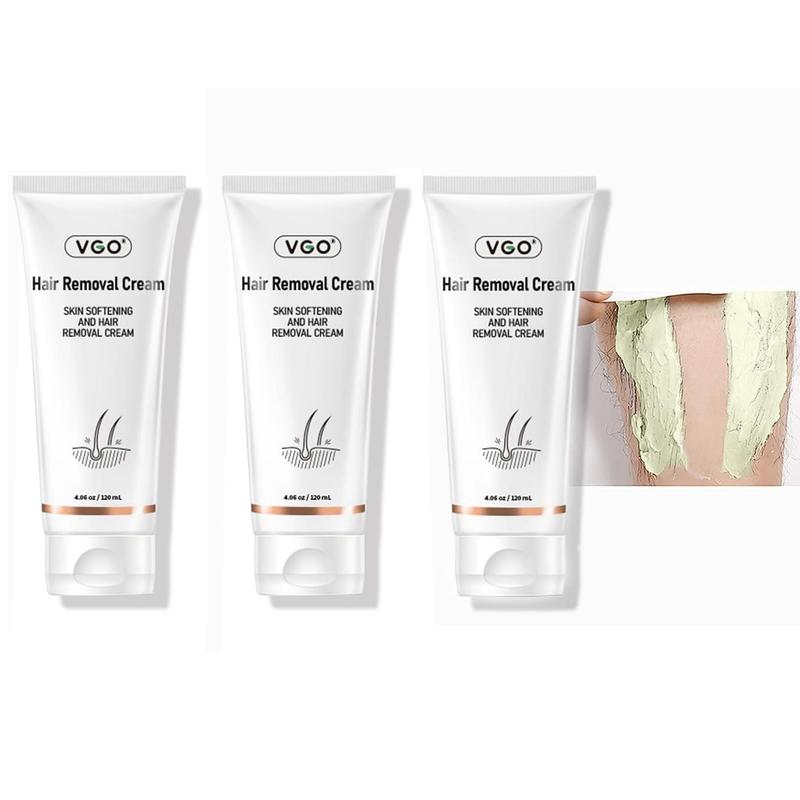 (3PCS) VGO All Skin Types Hair Removal Cream for Women & Men Painless Bikini Hair Removal Gel Hair Removal Lotion for Unwanted Hair, 120ml   4.06oz