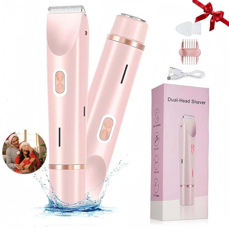 Double Head Electric Shaver, 1 Box Waterproof Bikini Trimmer, Gentle & Painless Hair Remover for Sensitive Areas, Personal Care Appliances, Christmas, Christmas Gift