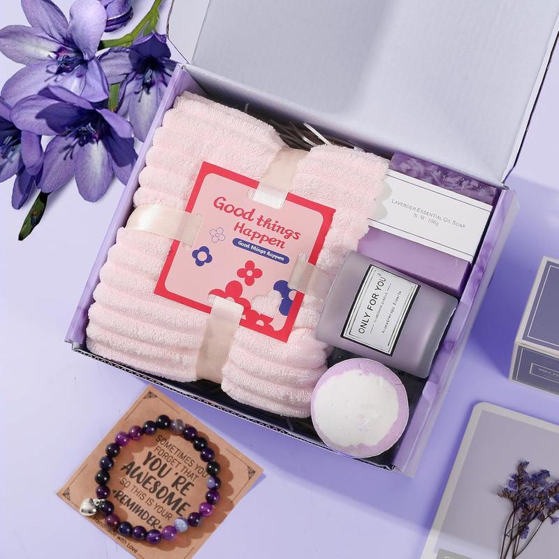 Birthday Gifts for Women, Unique Gifts for Women, Valentines, Mothers Day, Christmas Gifts for Friends Female, Mom, Wife, Girlfriend, Best Friend,Lavender Relaxing Spa Gift Basket Package