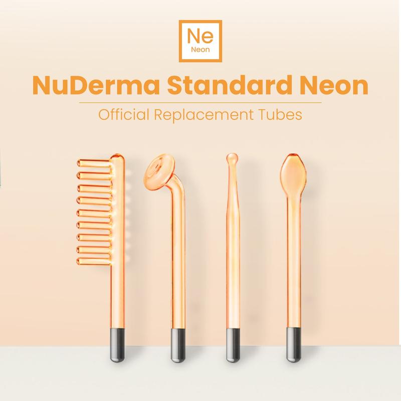 Official NuDerma Standard Glass Attachments Replacement Wands for High Frequency Machine by Pure Daily Care