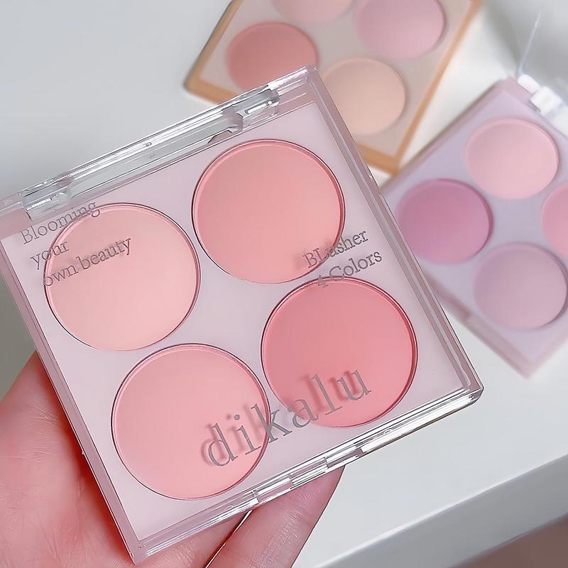 1 Box Long Lasting 4 Color Blush Palette, Lightweight Powder Blush, Cheeks Contour Blush Pressed Powder, Natural Look Blush for Daily Makeup, Cosmetic Gift, Christmas Gift