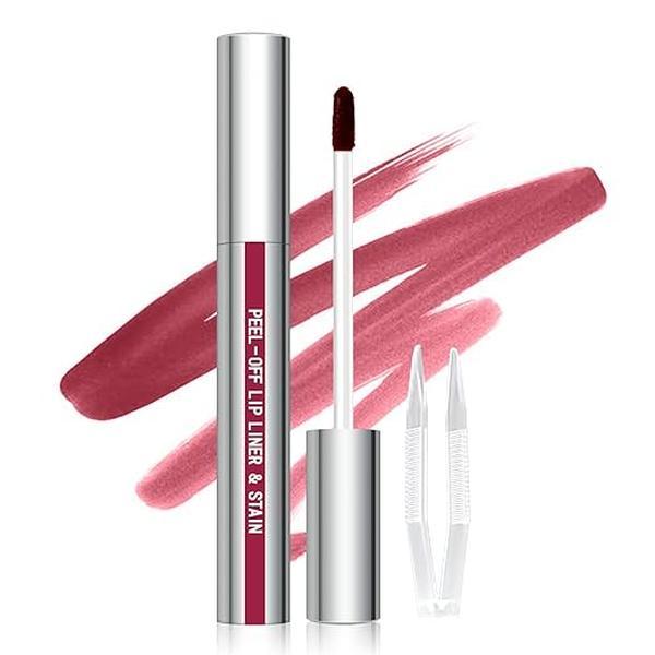 Peel Off Lip Liner Stain, Long Wear Tattoo Lip Liner with Tweezer, Peel Off Lip Stain with Matte Finish, Long Lasting, Waterproof, Transfer-proof, Highly Pigmented Color (Mauve, Cocoa, Rose) Eyeliner Lipliner