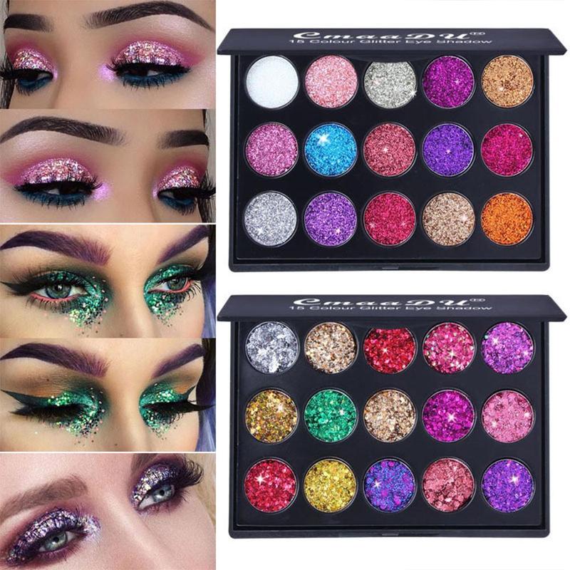 Random Color Eyeshadow Palette, 1 Count 15 Colors Glitter Eyeshadow Palette, Eye Shadow Powder Makeup Pallet