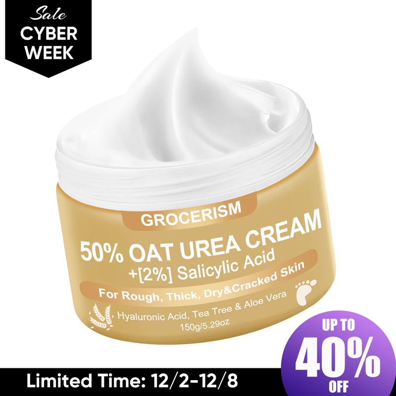 [Cyber Week]50% Urea Cream with Oat Extract Foot & Hand Cream with 2% Salicylic Acid, Hyaluronic Acid, Hydration, Callus Removal, for Cracked Heels