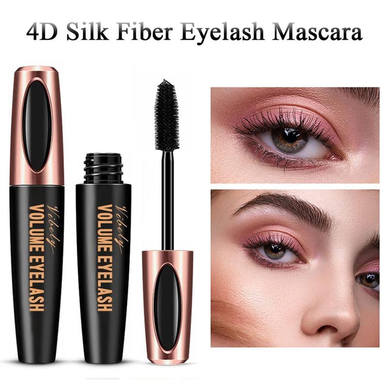 3 Pack 4D Silk Fiber Lash Mascara, Waterproof Smudge-proof Thickening Mascara Black Thickening Lengthening Mascara, All Day Exquisitely Full, Long, Thick, Long-Lasting No Flaking Lash Extensions