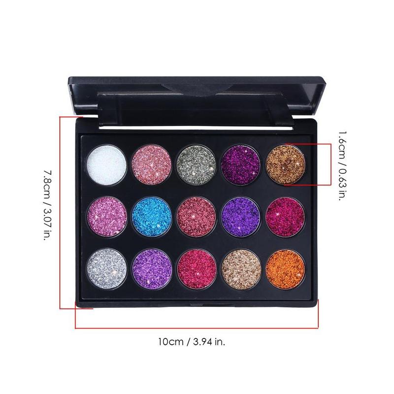 Random Color Eyeshadow Palette, 1 Count 15 Colors Glitter Eyeshadow Palette, Eye Shadow Powder Makeup Pallet