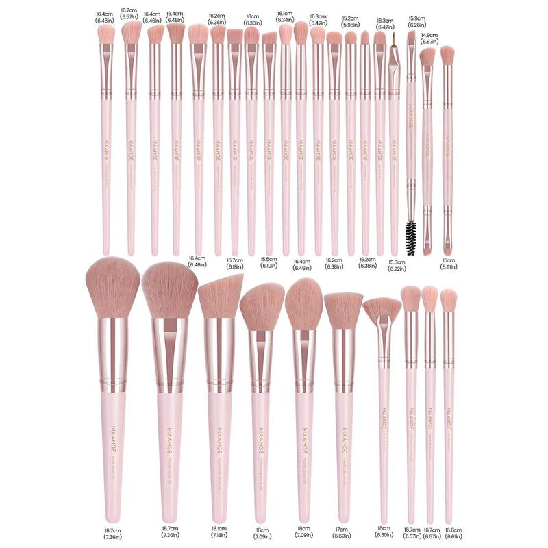 Summer Cosmetic Tool Kit,1 Set Including 30pcs Makeup Brushes, 1 Large Puff, 1 Small Puff, 5 Cushion Powder Puff, 3 Mini Finger Cushion Puff Flawless Makeup Tools