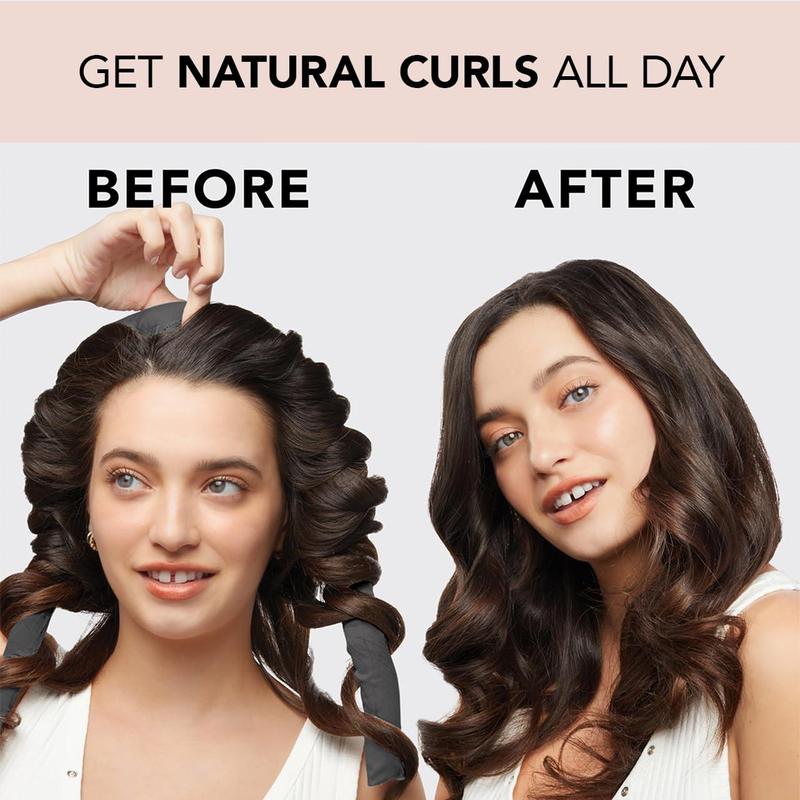 Heatless Curling Set for No-Heat Soft Curls | Overnight Hair Curlers & Curling Rod Headband, Frizz-Free Styling | Gentle Rollers for All Hair Types - 1 Pack (Charcoal)