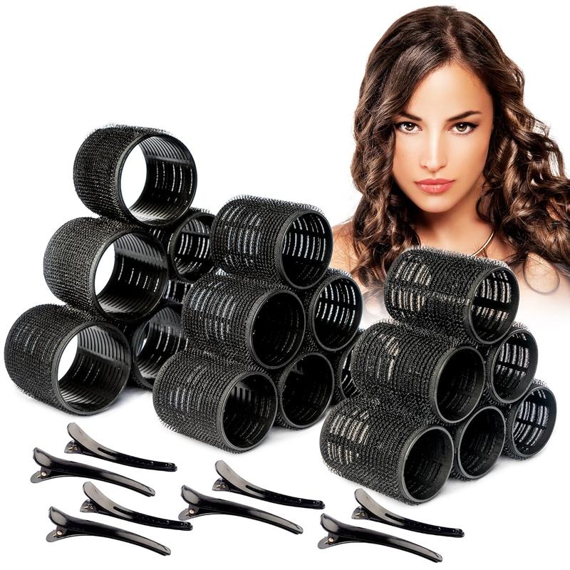 33 count Heatless Hair Rollers Set with 15 Clips- Velcro Hair Curlers for Salon-worthy Curls- Hair Rollers for Long Hair Short Hair No Heat Rollers